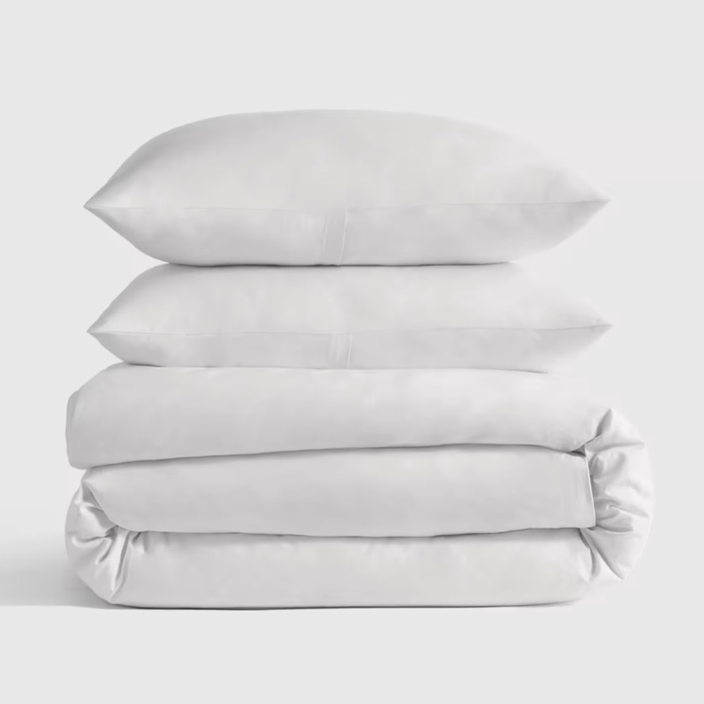 QUINCE Classic Organic Percale Duvet Cover Set Full/Queen White 3991